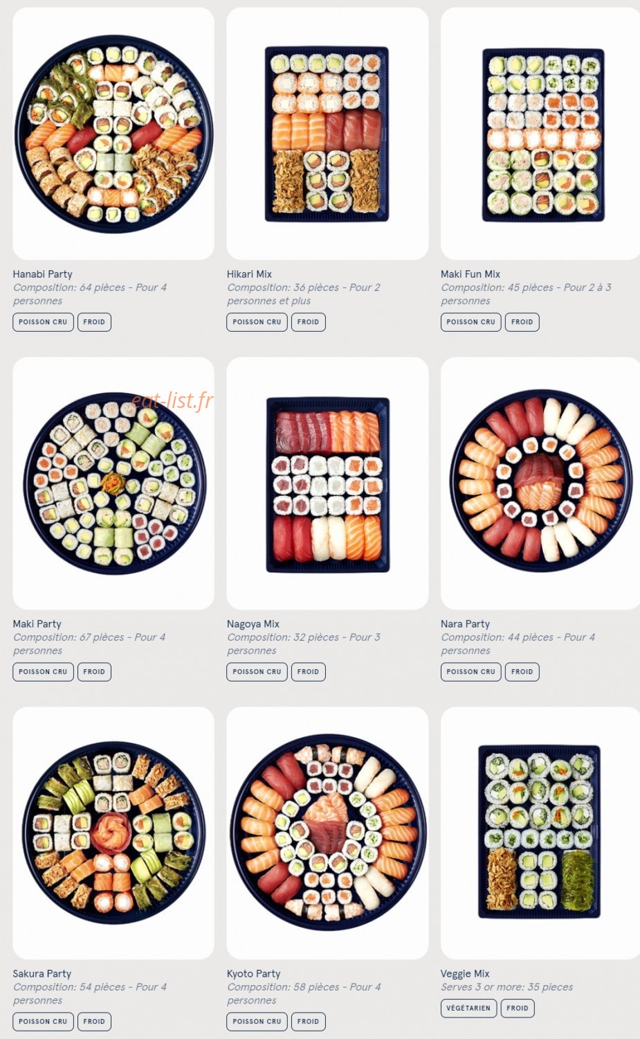 Carte et menu de Sushi Daily à Balaruc le Vieux — Plateaux suite