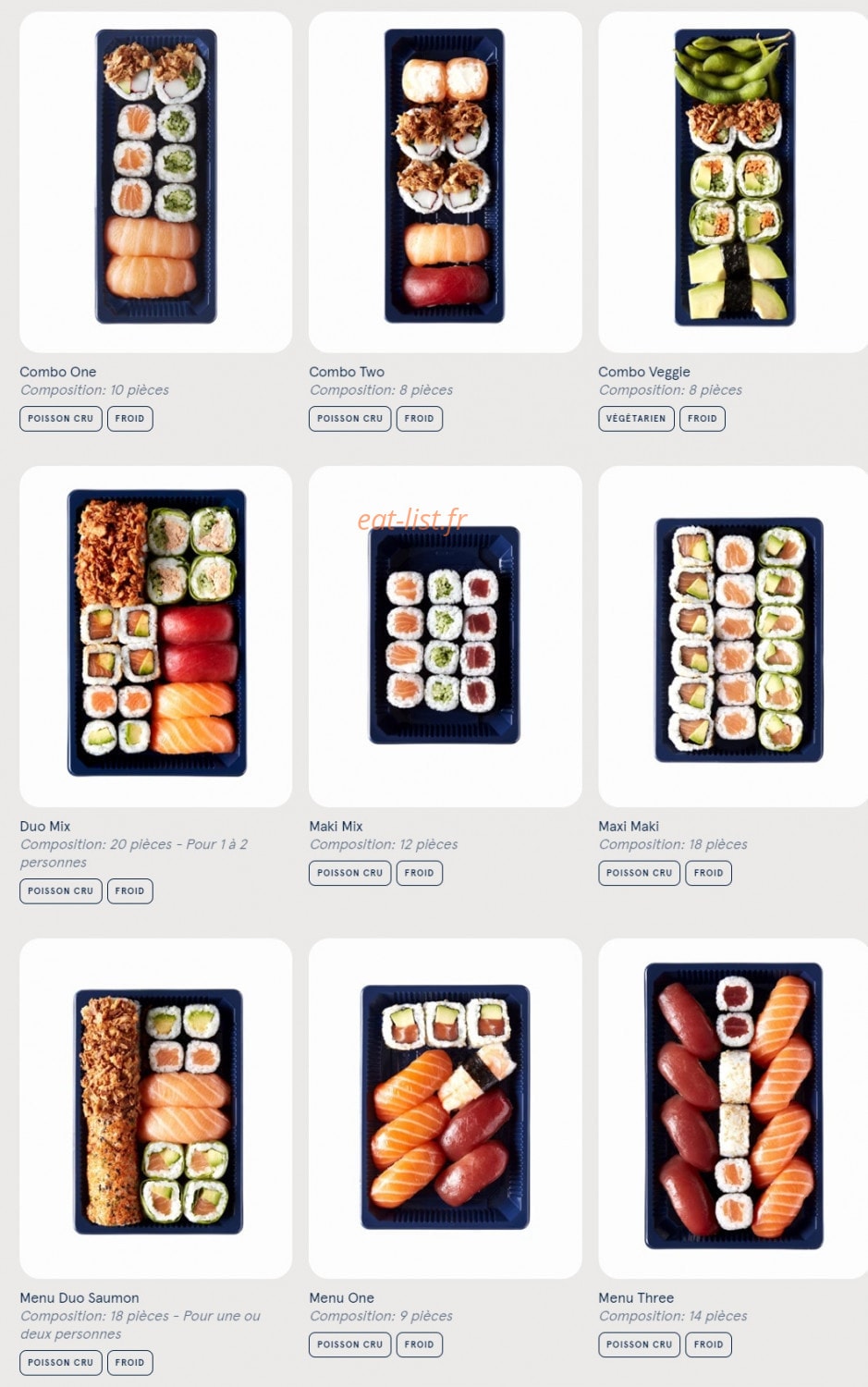 Carte et menu de Sushi Daily à Balaruc le Vieux — Plateaux