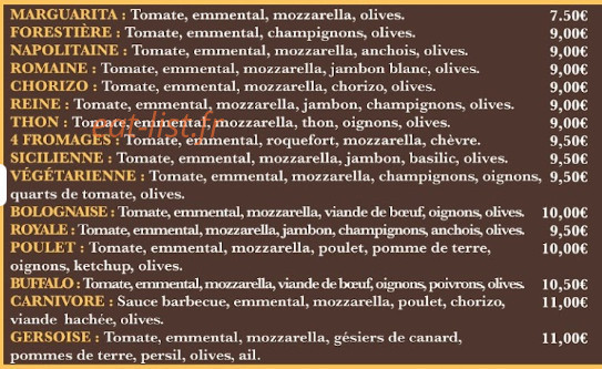 Boulangerie Galzin — carte page 1