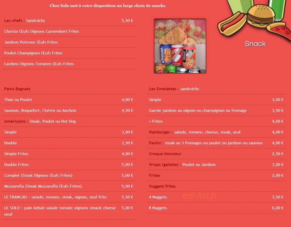 Chez Solo — carte page 2