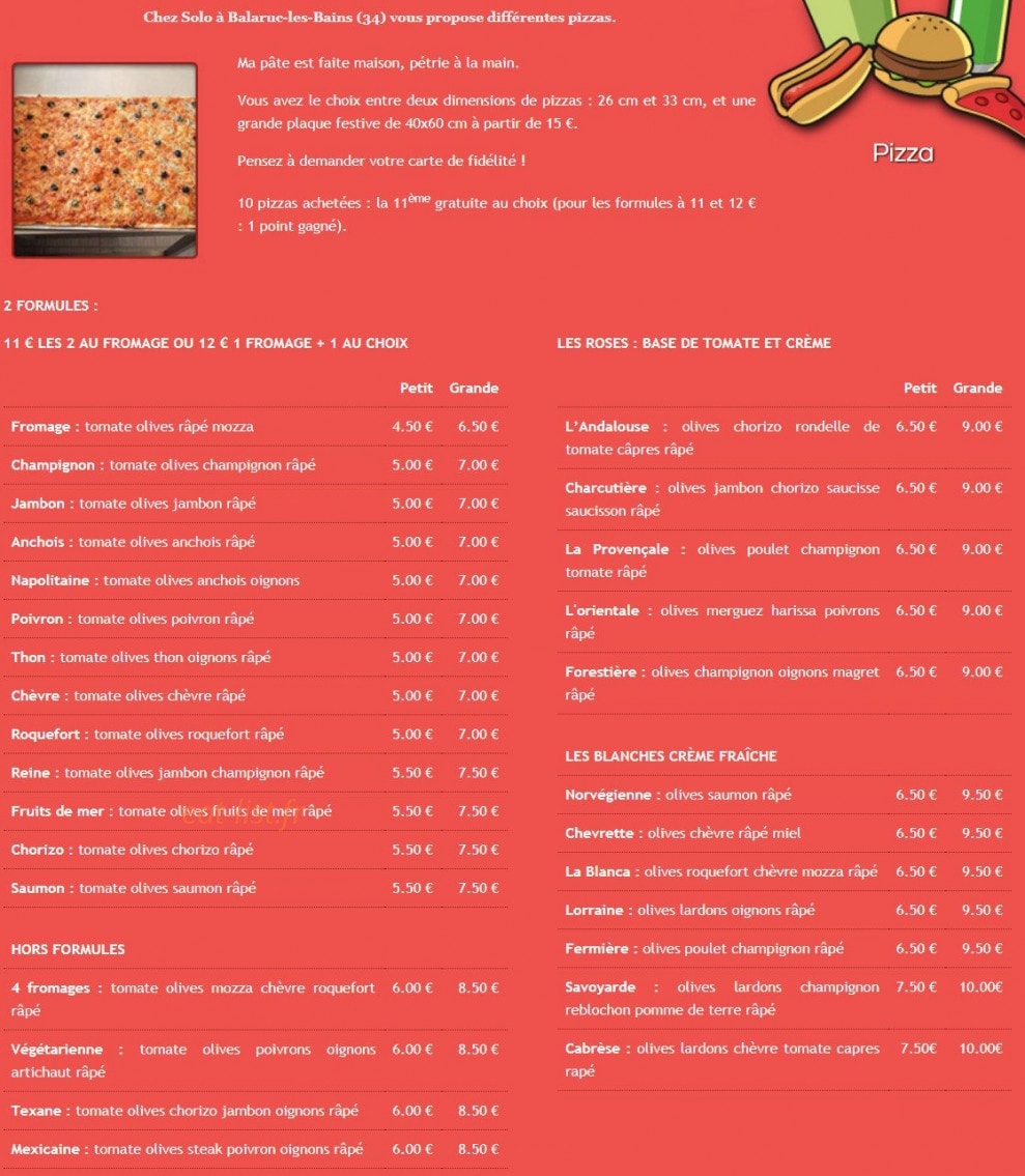 Chez Solo — carte page 1