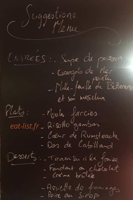 Carte et menu de Les trucs à Mamy à Balaruc les Bains — Un exemple de menu du jour
