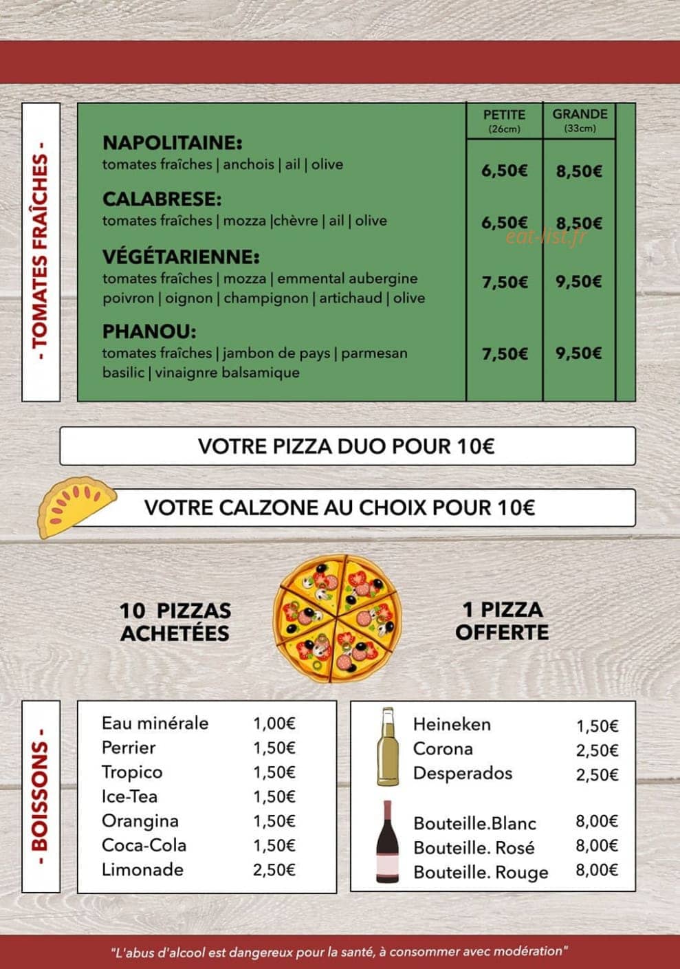 Phanou Pizza — carte page 4