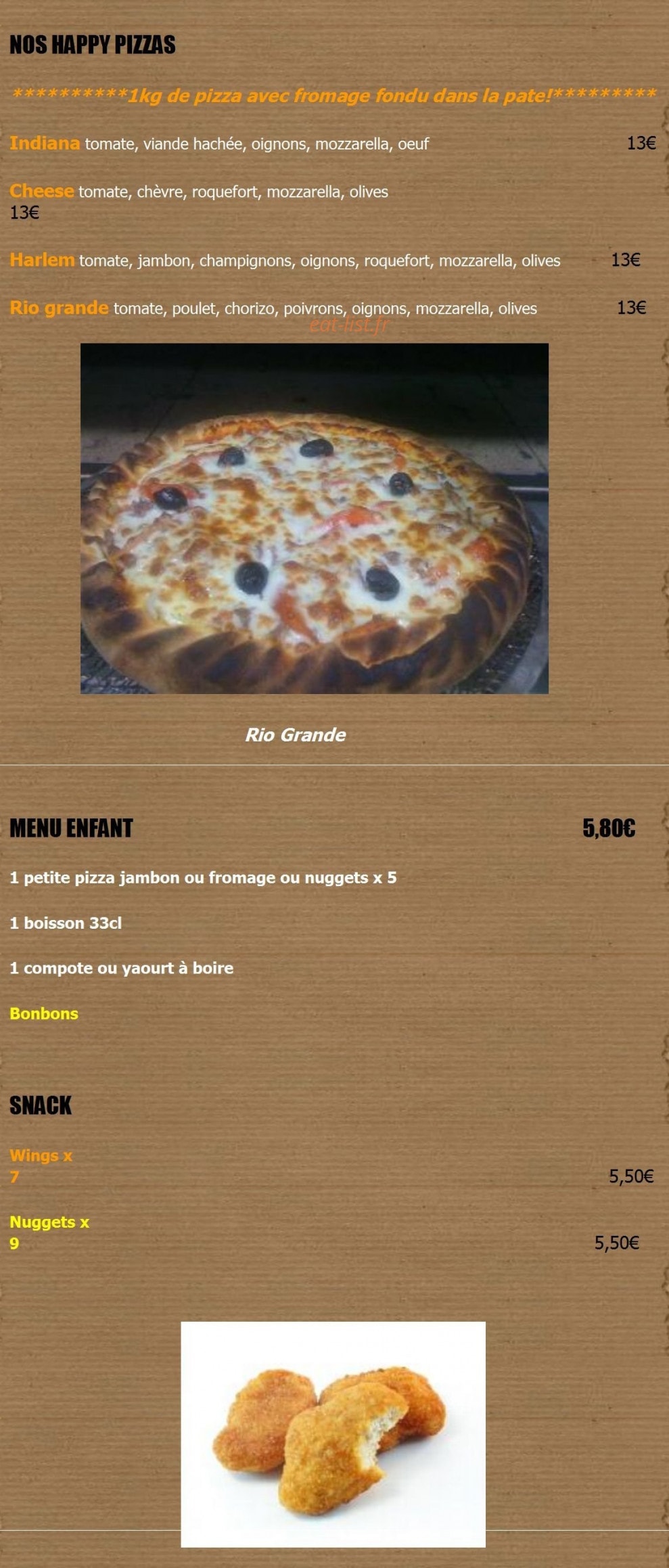 Pizza Drive — carte page 6
