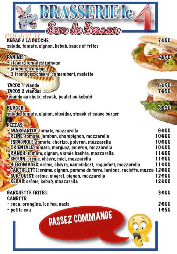 Brasserie Le 4 — carte page 1