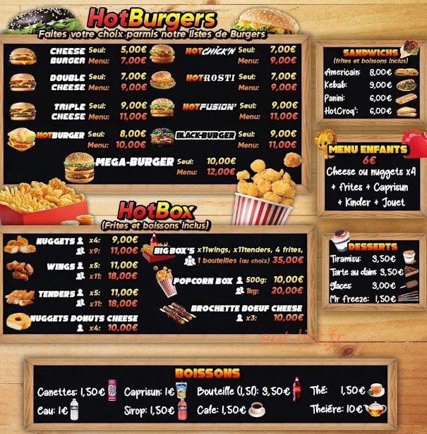 Hot Food — carte page 1