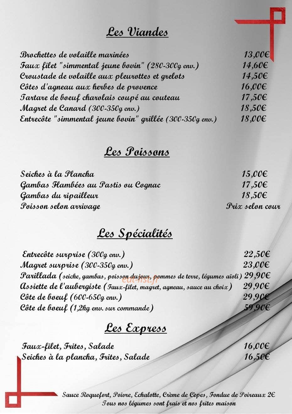 L'Auberge des Ripailleurs — carte page 4