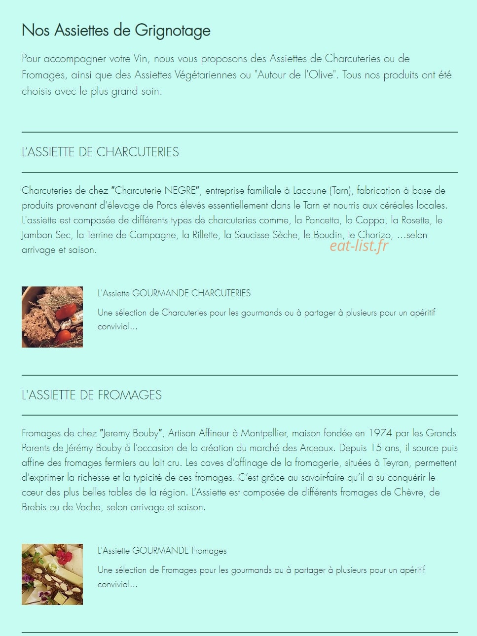 La Petite Cave — carte page 1