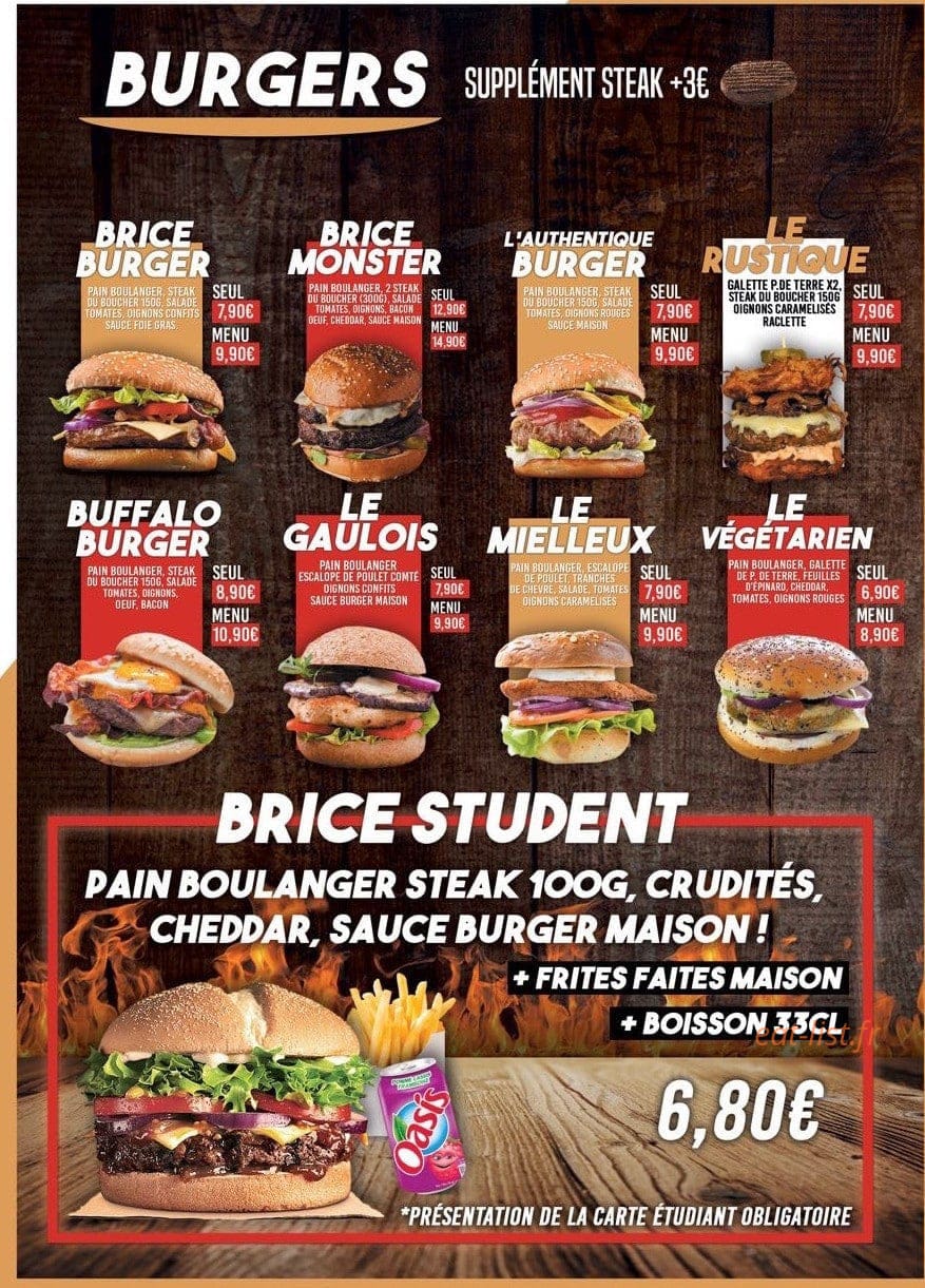 Brice Burger's — carte page 2