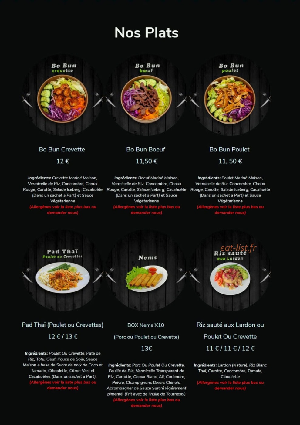 Thaï Mini — carte page 1