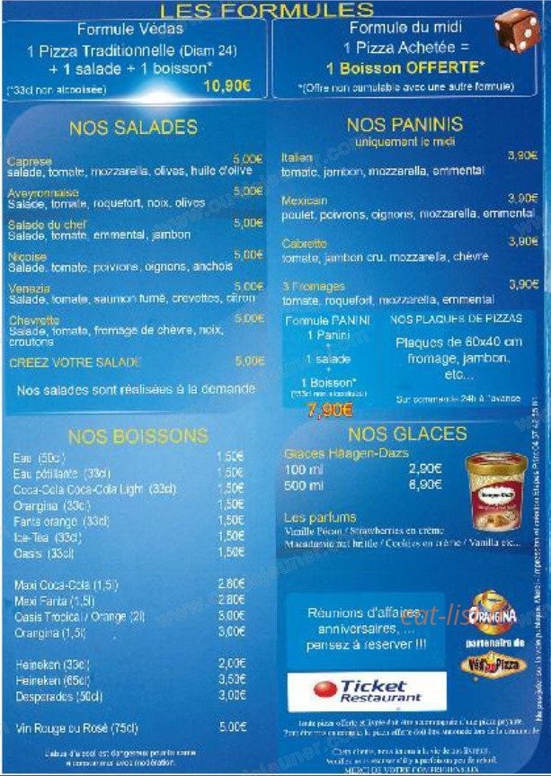 Véd'As Pizza — carte page 4