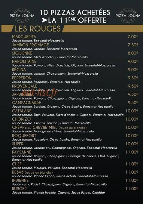 Pizza Louna — carte page 2