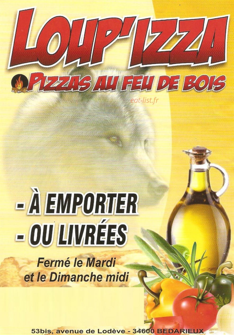 Loup'izza — carte page 1