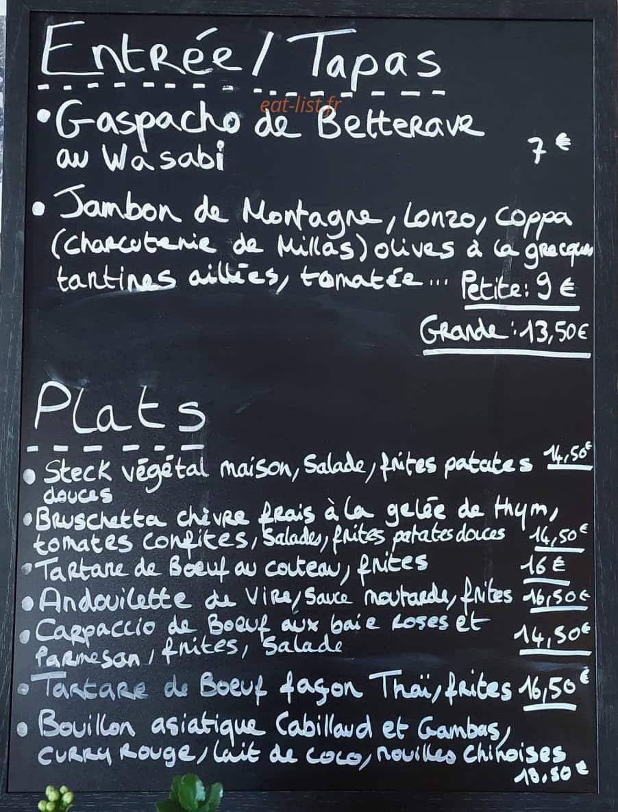 Le p'tit resto — carte page 1