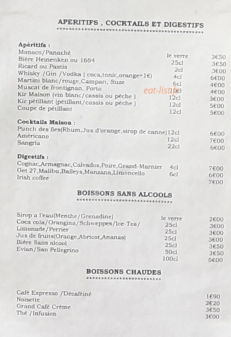 Carte et menu de Le Villemagnais à Villemagne L'argentiere — Les apéritifs, cocktails, ...