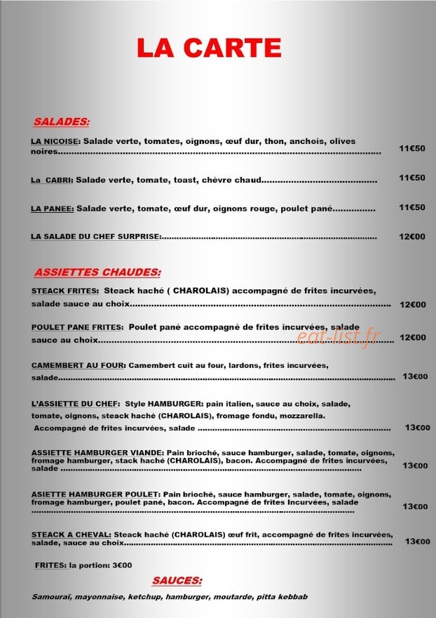 Kriss pizzas — carte page 5