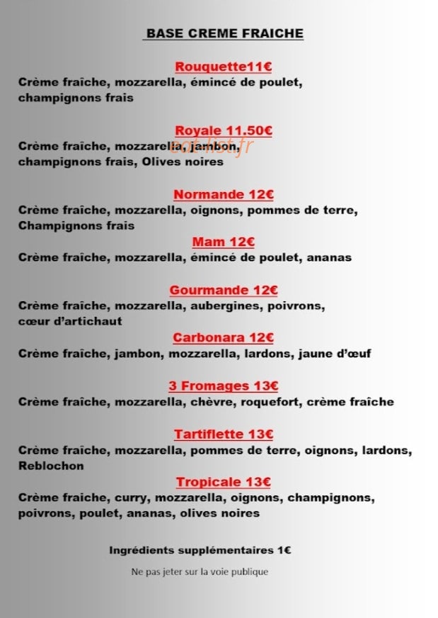 Kriss pizzas — carte page 4
