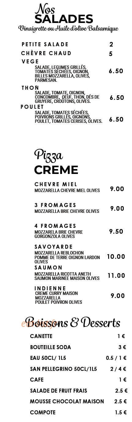 La Maison Fresh — carte page 1