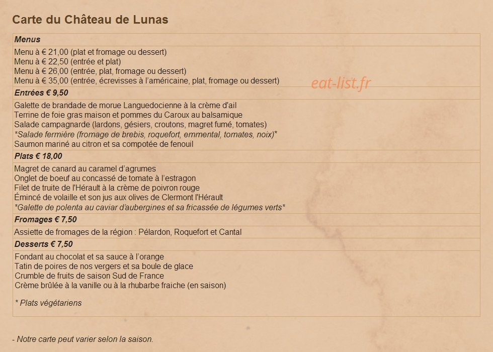 Château de Lunas — carte page 1