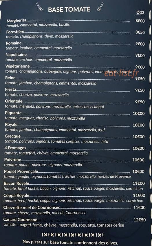 L'atelier de la pizza — carte page 2