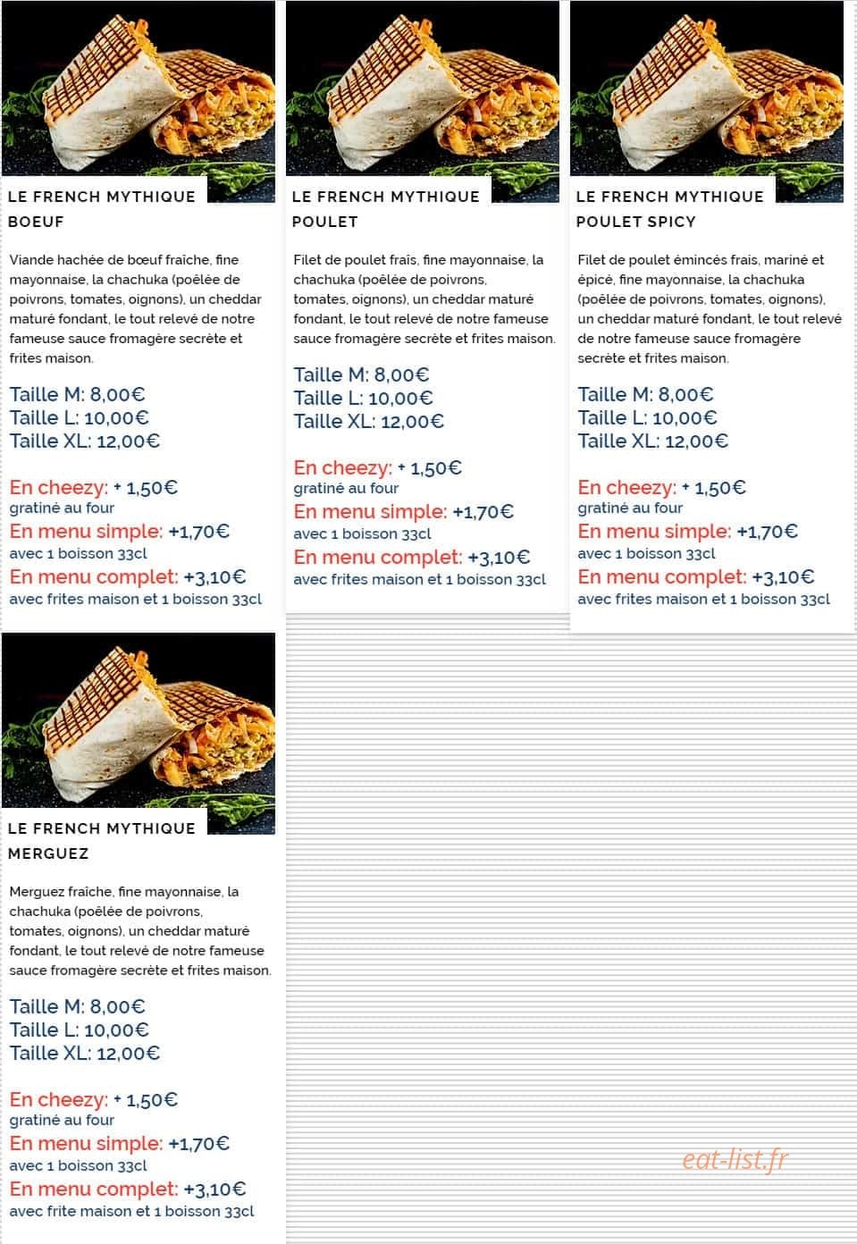 Frenchie's tacos — carte page 1