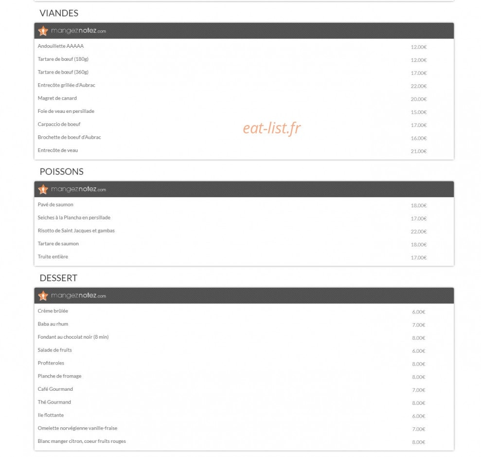 French Flair — carte page 1