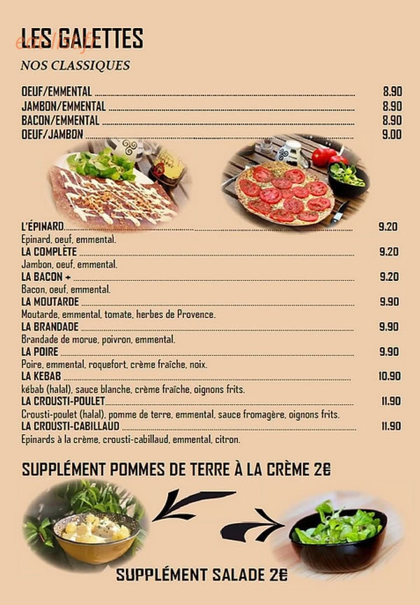 La Paillote À Crêpes — carte page 1