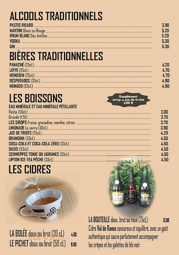 La Paillote À Crêpes — carte page 8