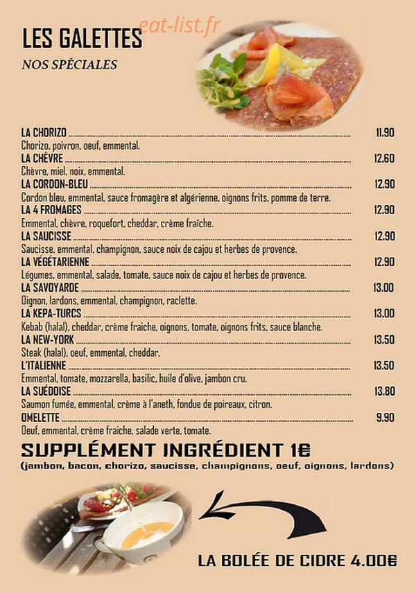 La Paillote À Crêpes — carte page 2