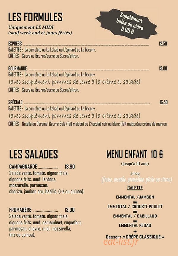 La Paillote À Crêpes — carte page 4
