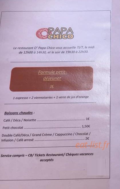 O'Papa Chico — carte page 1