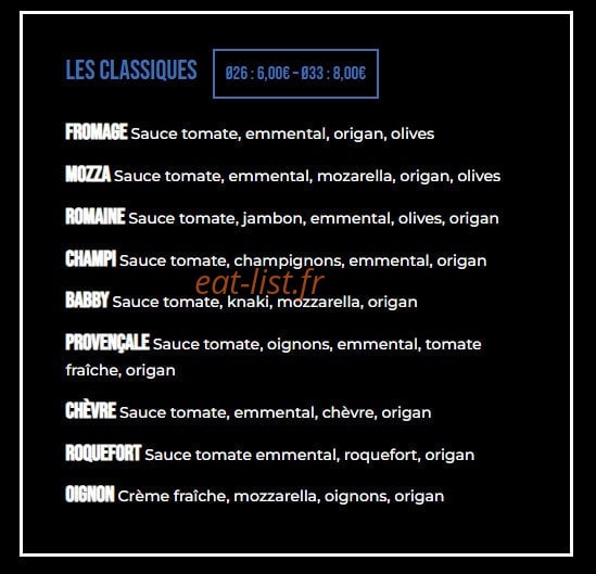 Pop Pizza — carte page 1