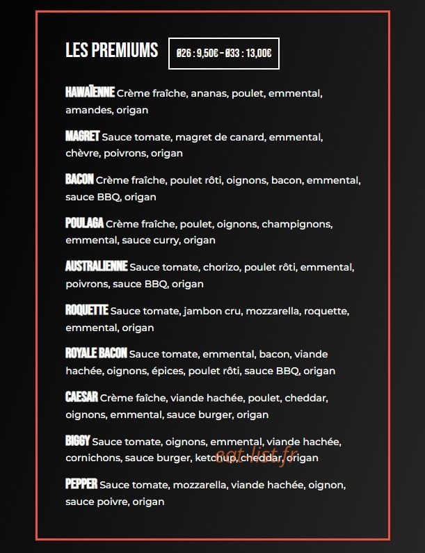 Pop Pizza — carte page 4