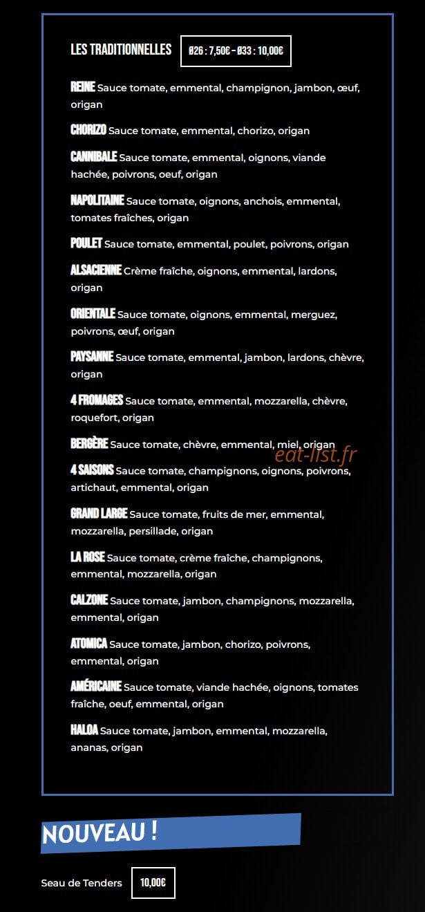 Pop Pizza — carte page 2