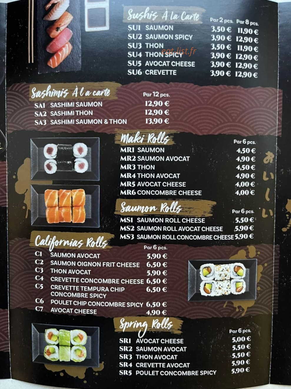 Thaï & Sushi — carte page 2