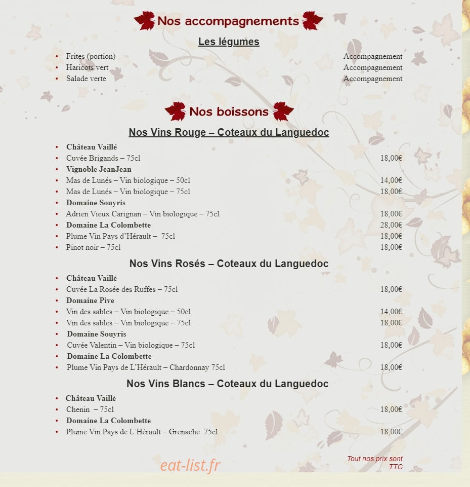 Le Chalet — carte page 2