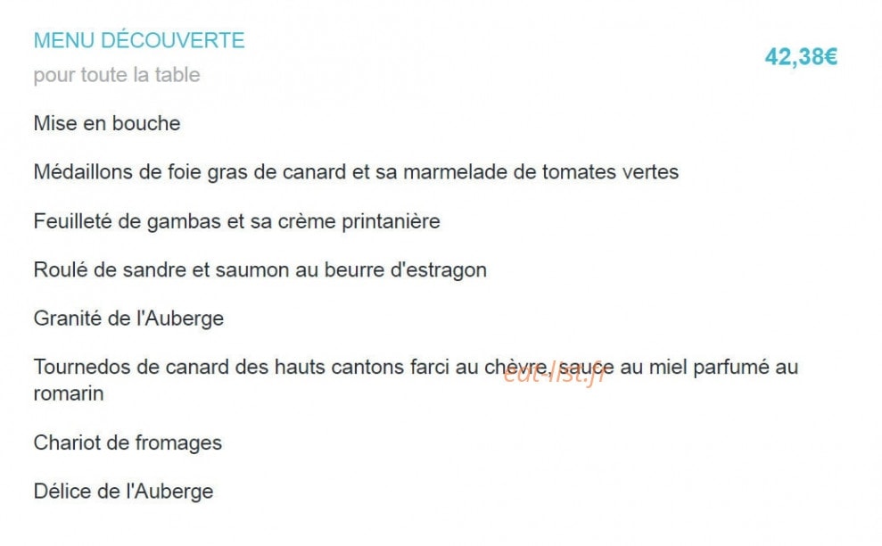 Auberge du lac — carte page 5