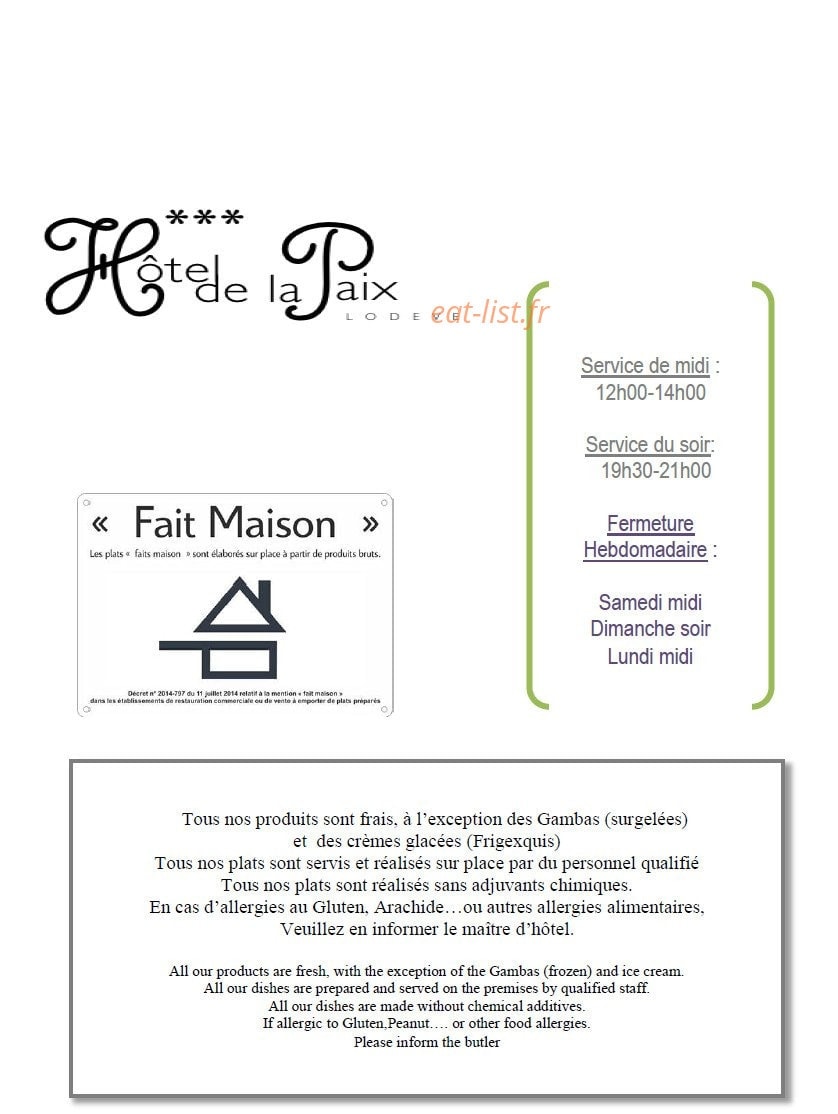 Hôtel de la Paix — carte page 1