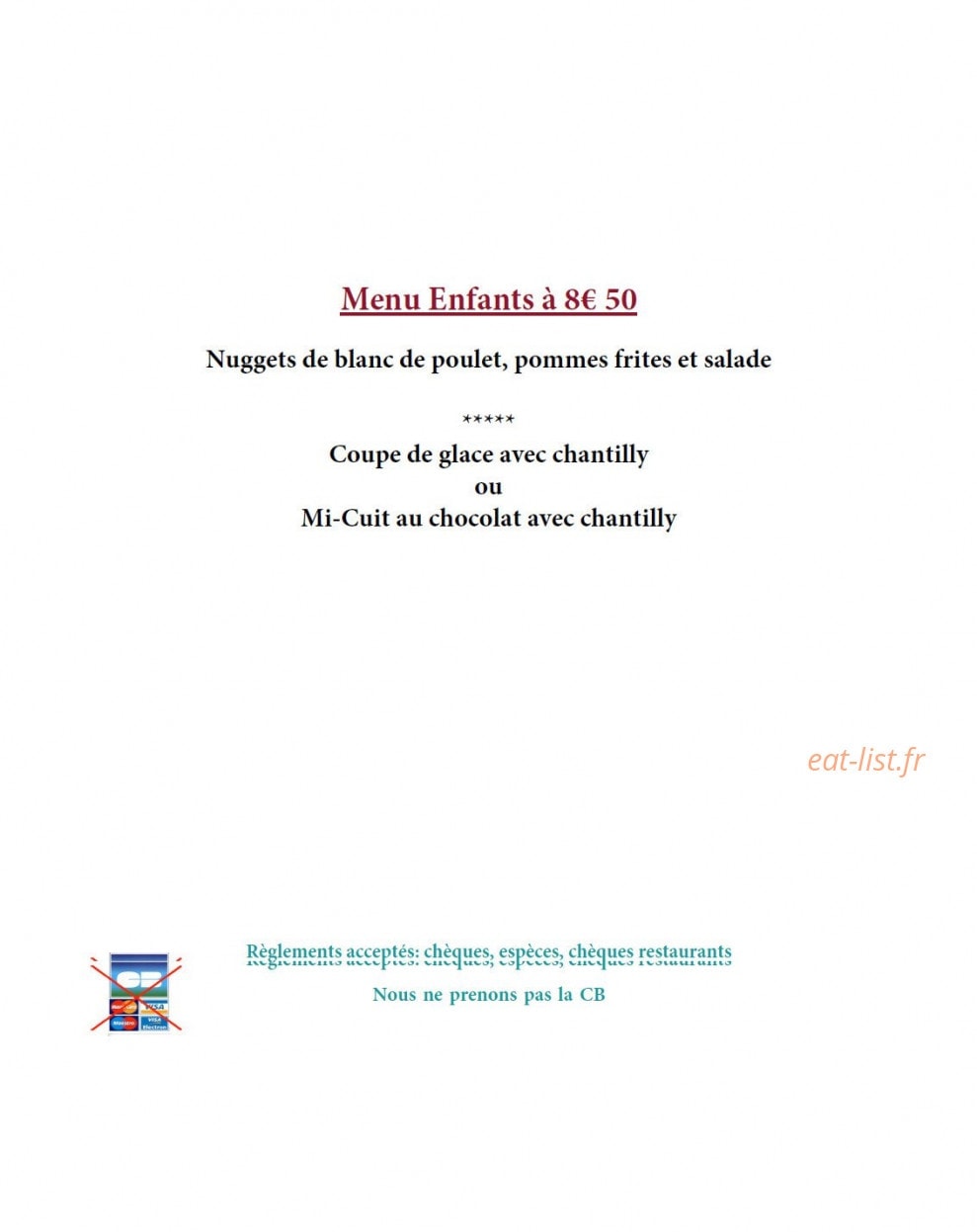 Restaurant Minuscule — carte page 3