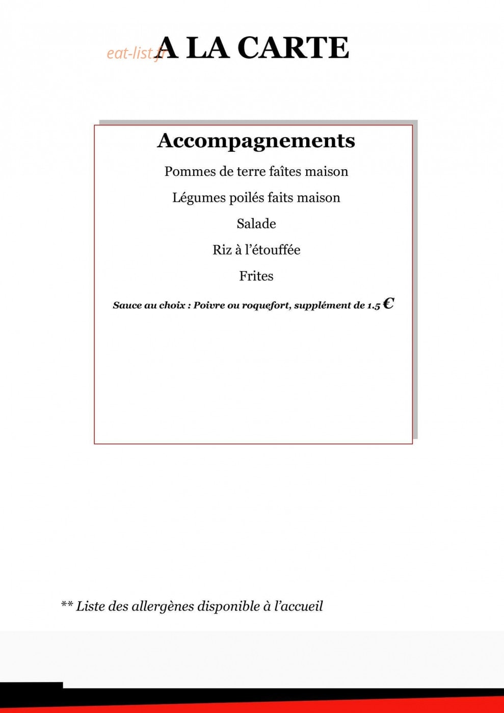 Saveurs Au Grand Sud — carte page 1