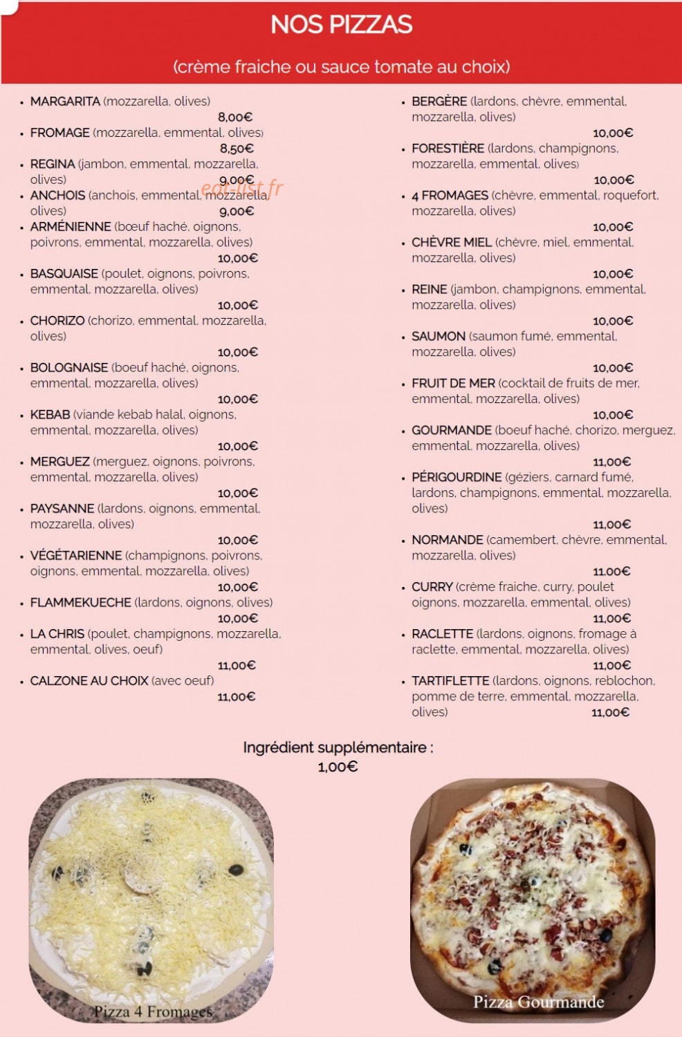 Chris.Pizza — carte page 1