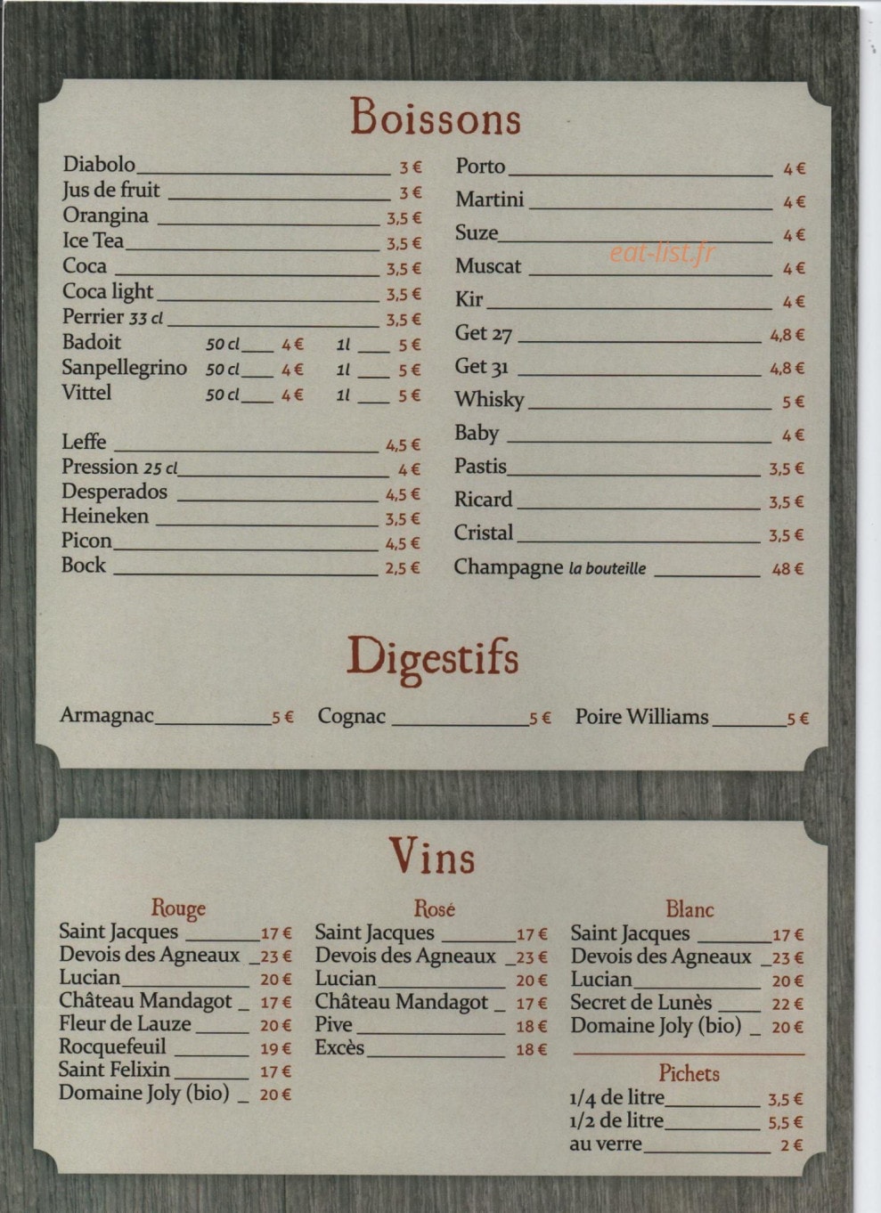 Restaurant Saint jacques — carte page 4