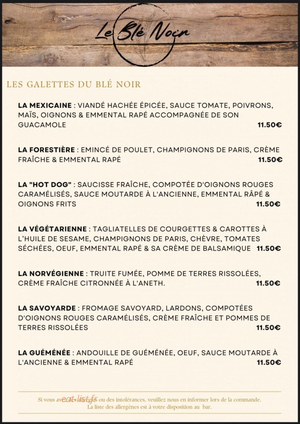 Le Blé Noir — carte page 1