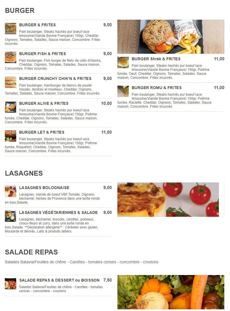 Alive My Resto — carte page 2