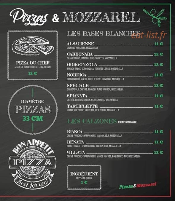 Pizzas & Mozzarel — carte page 1