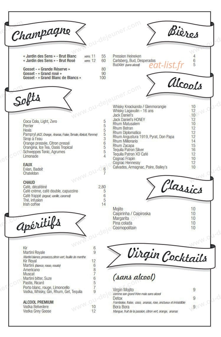 Carte et menu de Carre mer à Villeneuve les Maguelone — La chapagne, bières, softs...