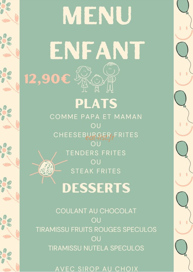 Carte et menu de La Guinguette de Roger et Fifi à Villeneuve les Maguelone — Menu enfant