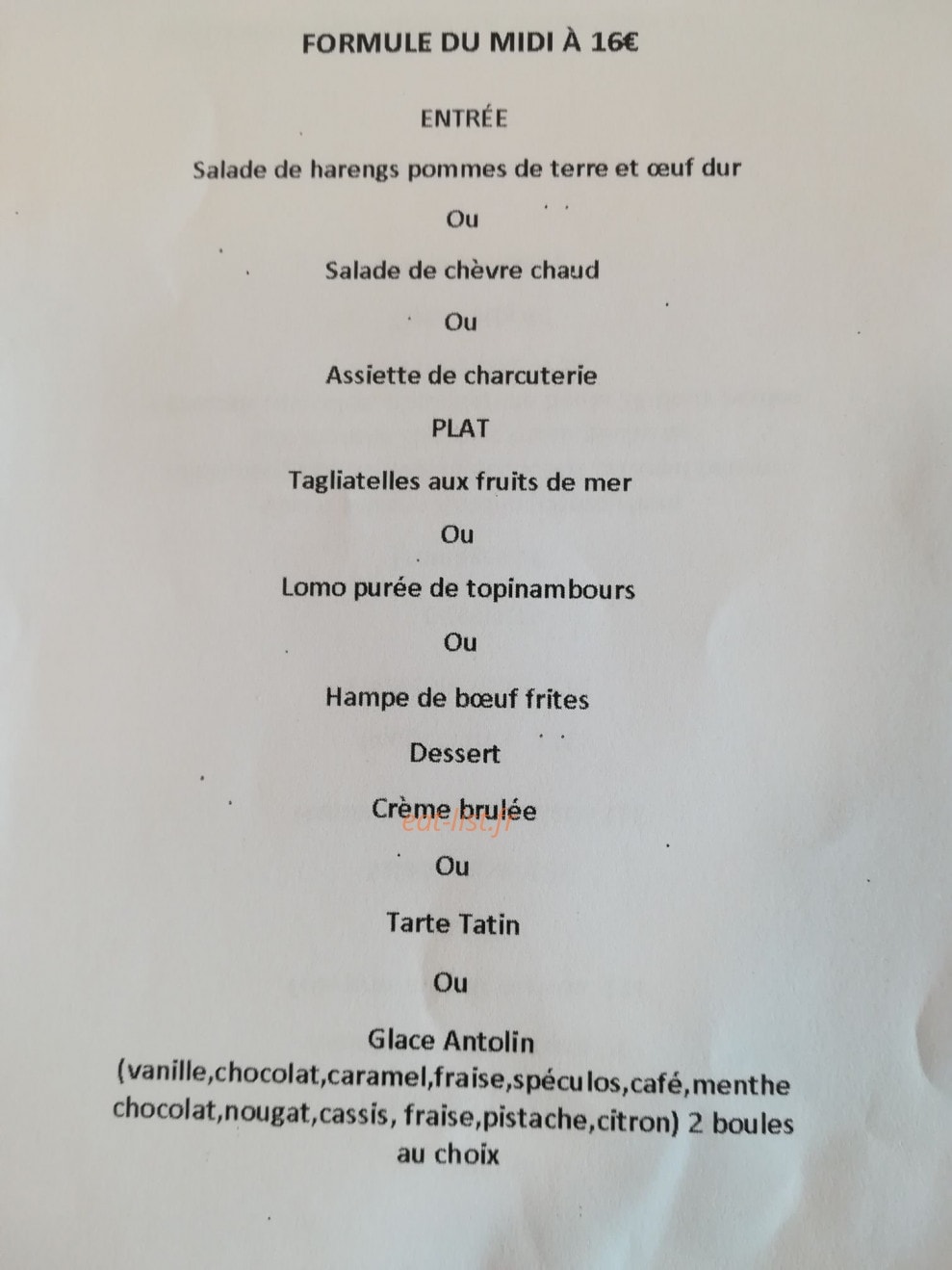 Brasserie Chez Hubert — carte page 1