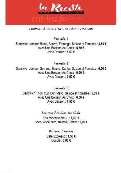 La Recette — carte page 2