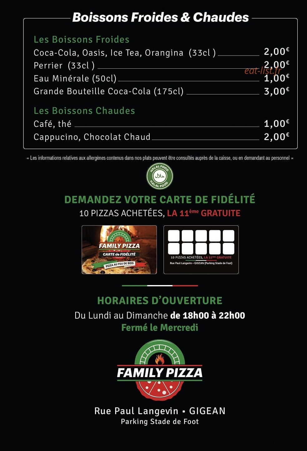 Familly Pizza — carte page 4
